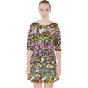 Graffiti Word Seamless Pattern Quarter Sleeve Pocket Dress View1