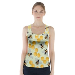 Bees Pattern Honey Bee Bug Honeycomb Honey Beehive Racer Back Sports Top by Bedest