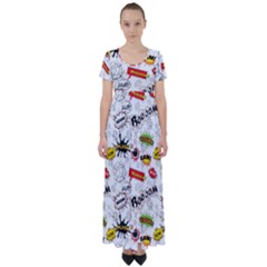 Pattern Seamless Texture Cartoon High Waist Short Sleeve Maxi Dress by Bedest