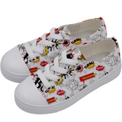 Pattern Seamless Texture Cartoon Kids  Low Top Canvas Sneakers by Bedest