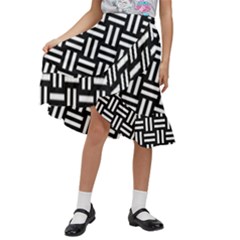 Frets Mosaic Pattern Geometric Kids  Ruffle Flared Wrap Midi Skirt by Bedest