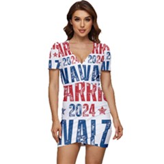 Kamala Harris 2024 Walz Low Cut Cap Sleeve Mini Dress by Safari