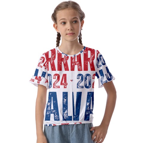 Kamala Harris 2024 Walz Kids  Cuff Sleeve Scrunch Bottom T-shirt by Safari