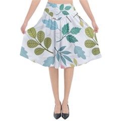 Leaf Pattern  Flared Midi Skirt by Safari