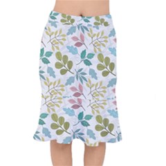 Leaf Seamless Pattern  Short Mermaid Skirt by Safari