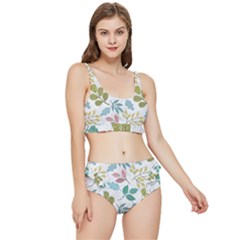 Leaf Seamless Pattern  Frilly Bikini Set by Safari