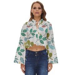 Leaf Seamless Pattern  Boho Long Bell Sleeve Top by Safari