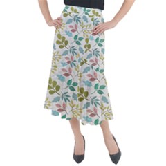 Leaf Seamless Pattern  Midi Mermaid Skirt by Safari