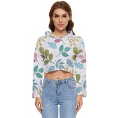 Leaf Seamless Pattern  Women s Lightweight Cropped Hoodie by Safari