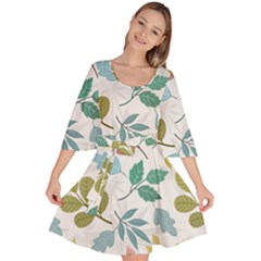 Leaf Seamless Pattern  Velour Kimono Dress by Safari