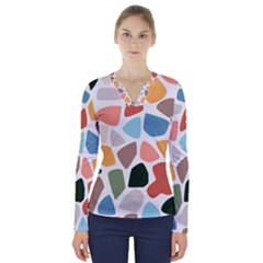 Shapes Seamless Pattern V-neck Long Sleeve Top by Safari