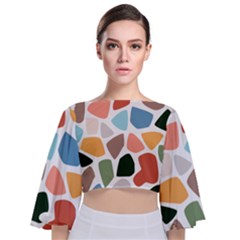 Shapes Seamless Pattern Tie Back Butterfly Sleeve Chiffon Top by Safari