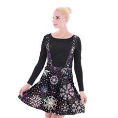 Shiny Winter Snowflake Abstract Christmas Cold Crystal December Suspender Skater Skirt by Bedest