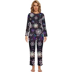 Shiny Winter Snowflake Abstract Christmas Cold Crystal December Womens  Long Sleeve Lightweight Pajamas Set by Bedest