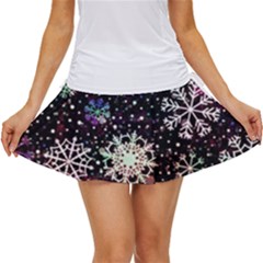 Shiny Winter Snowflake Abstract Christmas Cold Crystal December Women s Skort by Bedest