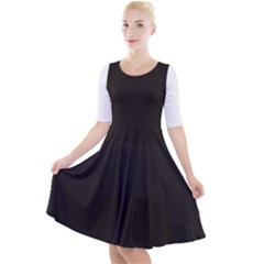 Elegnat Bw Print Quarter Sleeve A-line Dress by dflcprintsclothing