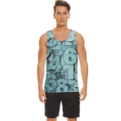 Blue Digits Background, Artwork, Numbers Men s Wide Collar Tank Top by kyorashop23