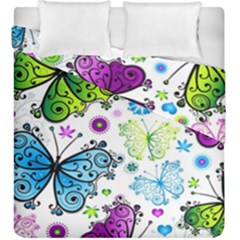 Butterflies, Abstract, Background, Colorful Duvet Cover Double Side (king Size) by kyorashop23