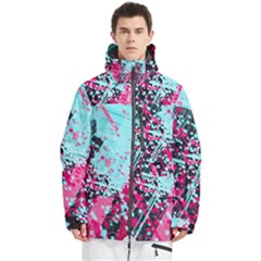 Colorful Splashes Grunge, Abstract Art Men s Multi Pockets Zip Ski And Snowboard Waterproof Breathable Jacket by kyorashop23