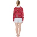 Red Christmas Pattern Xmas Decorations, Christmas Knitted Texture Women s Tie Up Sweat View2