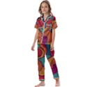 Swirly, Abstract, Multi Colored, Pattern, Kids  Satin Short Sleeve Pajamas Set View1