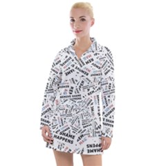 Embrace The Magic Inspirational Phrase Pattern Women s Long Sleeve Casual Dress by dflcprintsclothing