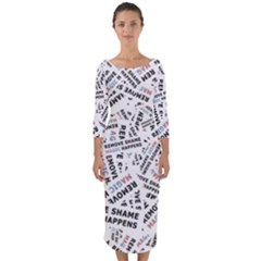 Embrace The Magic Inspirational Phrase Pattern Quarter Sleeve Midi Bodycon Dress by dflcprintsclothing