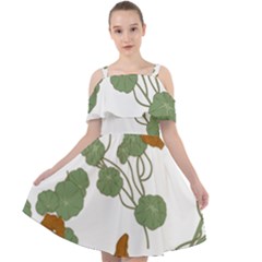 Nasturtium Flowers Plant Leaves Cut Out Shoulders Dress by Salmanaz77