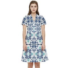 Tiles Abstract Pattern Texture Design Short Sleeve Waist Detail Dress by Salmanaz77