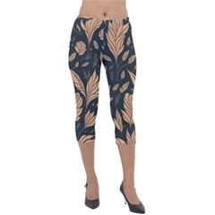 Background Pattern Leaves Texture Lightweight Velour Capri Leggings  by Salmanaz77