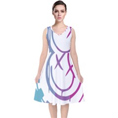 Blink 182 Logo V-neck Midi Sleeveless Dress  by avitendut