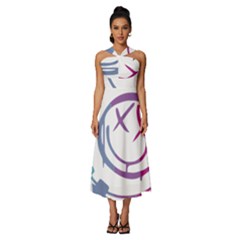 Blink 182 Logo Sleeveless Cross Front Cocktail Midi Chiffon Dress by avitendut