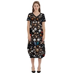 Pearls And Stones T-shirt Midi Dress With Pockets by dedoma