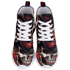 Confederate Flag Usa America United States Csa Civil War Rebel Dixie Military Poster Skull Women s Lightweight High Top Sneakers by Ket1n9