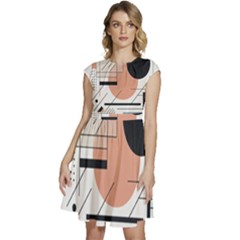 Abstract Architecture Cap Sleeve High Waist Dress by Bedest