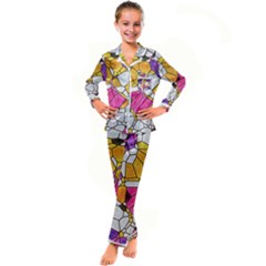 Architecture Glass Abstract Pattern Kids  Satin Long Sleeve Pajamas Set by Bedest