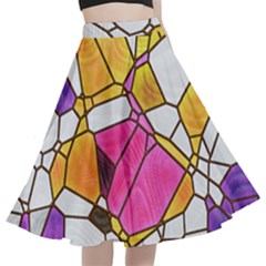 Architecture Glass Abstract Pattern A-line Full Circle Midi Skirt With Pocket by Bedest