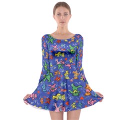 Grateful Dead Dancing Bears Pattern Long Sleeve Skater Dress by Salmanaz77