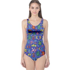 Grateful Dead Dancing Bears Pattern One Piece Swimsuit by Salmanaz77