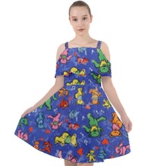 Grateful Dead Dancing Bears Pattern Cut Out Shoulders Dress by Salmanaz77