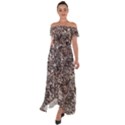 Earth Tones Fall Abstract Textured Print Off Shoulder Open Front Chiffon Dress View1