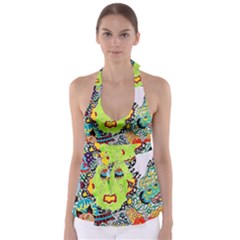 Supersonic Monster Mash Tie Back Tankini Top by chellerayartisans