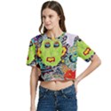 Supersonic Monster Mash Women s Round Neck Short Sleeve Crop Top View2