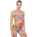 Owls Pattern, Abstract, Art, Desenho Scallop Top Cut Out Swimsuit View1