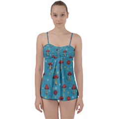 Whimsical Mushroom Pattern Babydoll Tankini Set by Drawde