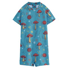 Whimsical Mushroom Pattern Kids  Boyleg Half Suit Swimwear by Drawde