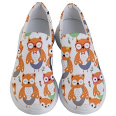 Cute Colorful Owl Cartoon Seamless Pattern Women s Lightweight Slip Ons by Apen