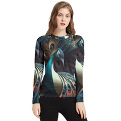 Colorful Peacock Bird Feathers Women s Long Sleeve Rash Guard by Apen