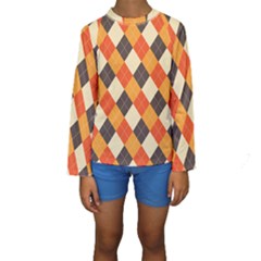 Halloween Argyle Pattern  Kids  Long Sleeve Swimwear by Safari