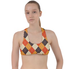 Halloween Argyle Pattern  Criss Cross Racerback Sports Bra by Safari